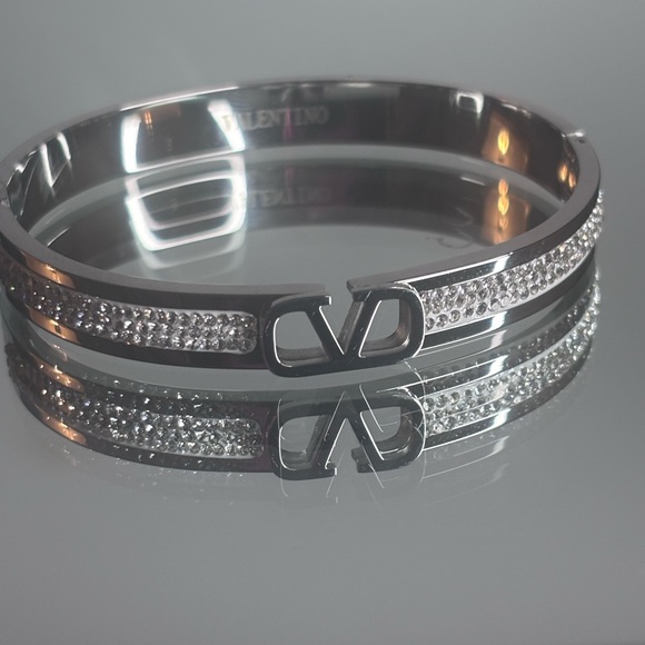 Valentino Accessories - Valentino Silver Bangle with Sparkling Details